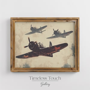 WWII F6F Hellcat Aviation Art: Rustic Airplane Decor (Digital Download)