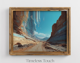 Surreal Desert Canyon Abstract Vintage Digital Wall Art Print