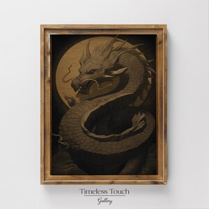 Traditional Chinese Dragon Digital Art Print Mythical Creature Wall Decor