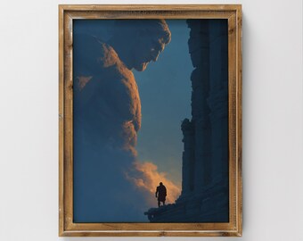 Epic Giant Fantasy Digital Art Print Mythical Wall Decor