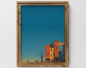 Vintage Urban Landscape Digital Wall Art Print