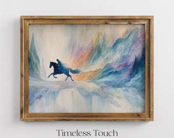 Whimsical Horse Riding Digital Painting | Digital Art Print Wall Decor