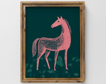 Vintage Horse Art Print Digital Download