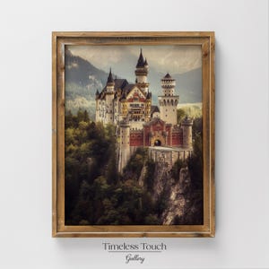 Vintage Neuschwanstein Castle Digital Art Print for Home Decor | Germany