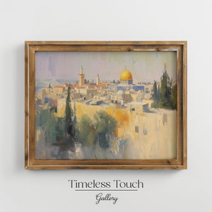 Jerusalem Wall Art, Ancient Architecture, Israel Vintage Painting PRINTABLE Art | Living Room Art, Digital Download - Rustic Wall Art