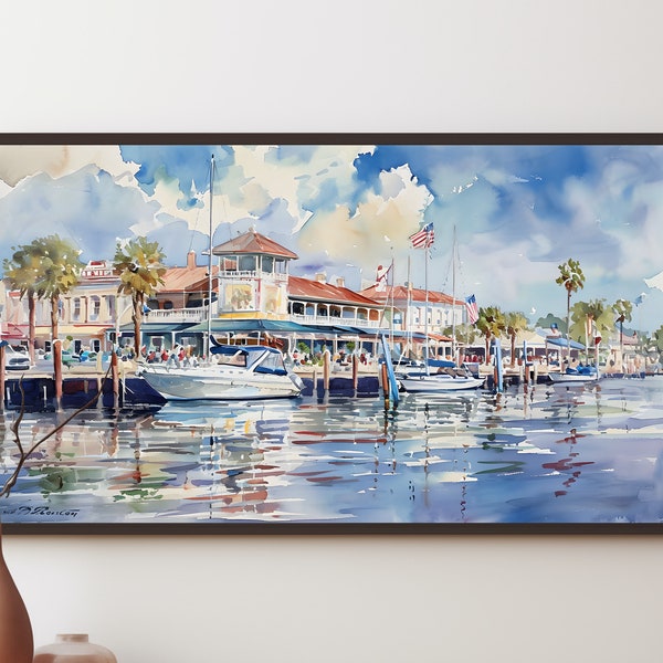 Samsung Frame TV Art | Gulfport Beach Florida | Wet On Dry | Watercolor Painting | Frame for 16:9 TV | Digital Download | High Resolution