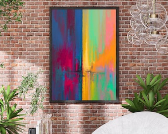 Modern Abstract Art Print: Colorful Brushstrokes (Digital Download)