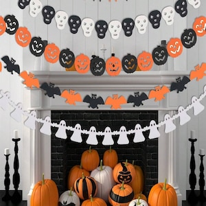 1 confezione da 3 m di ghirlanda di zucca di Halloween grande per caminetto, ghirlanda per caminetto di Halloween, decorazione per feste di Halloween, decorazioni vintage di Halloween