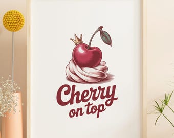 Coquette Cherry Clipart Watercolor Cherries and Crown Digital Download for Crafts and Journals Cute Aesthetic Design Transparent PNG Retro