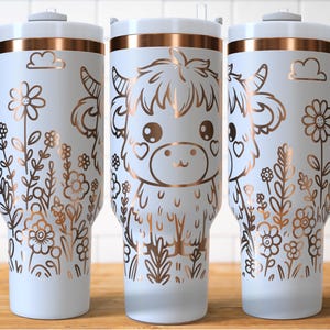 Highland Cow Tumbler Laser Svg, Cow 40oz Tumbler Full Wrap Laser Svg, Laser Engraved Svg, Tumbler Laser File, Laser Svg For Tumbler