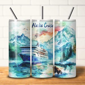 Alaska Cruise Sublimation Design, 20oz Skinny Tumbler Digital Download PNG, Alaska Cruise Tumbler Wrap DIGITAL ONLY
