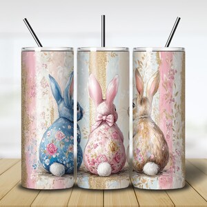 Easter Coquette Bunny Tumbler Wrap 20oz Skinny Sublimation Tumbler Cute Easter Sublimation Design PNG Easter Tumbler Wrap Digital Download