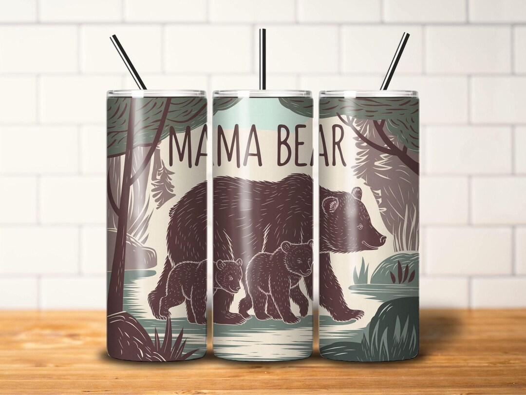 Mama Bear Tumbler Wrap 20 Oz Skinny Tumbler PNG Cottagecore Sublimation ...