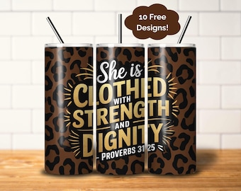 Verset de la Bible 20 oz Skinny Tumbler Wrap Léopard Sublimation Design Téléchargement numérique PNG Christian Inspo Tumbler Wrap Jésus Tumbler Wrap PNG