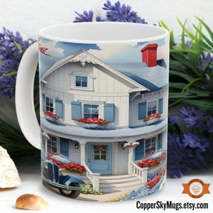 Patriotic Cottage Mug, Americana Lovers Coffee Cup, Farmhouse Lovers Gift, Independence Day Decor Mug, Country Mug, Countryside Ceramic Mug