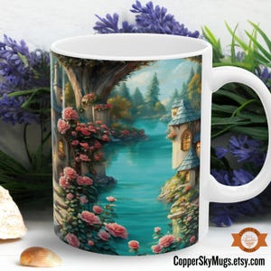 Fairy Cottage Mug, Fairy Lover Coffee Cup, Fairy Lover Mug, Boho Lover Gift, Cottagecore Mug, Enchanted Drinking Cup, Ethereal, Ceramic Mug