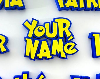 Personalisiertes Poke inspiriertes Namensschild - Poke Style Benutzerdefinierte 3D-Namensschild - Personalisierter 3D Gamertag - Videospiel Geschenke - Poke Fan Geschenke