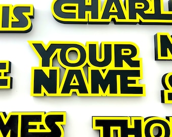 Star Space Wars personalizado - Placa de nome personalizada para fãs do espaço - Gamertag 3D personalizada - Presentes no estilo espacial - Decoração inspirada em Space Wars