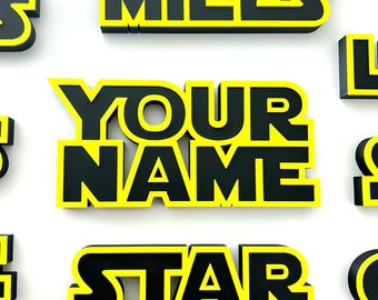 Personalised Star Space Wars - Jedi Fan Custom Name Sign - Personalised Custom 3D Gamertag - Space style Gifts - Space Wars Inspired Decor