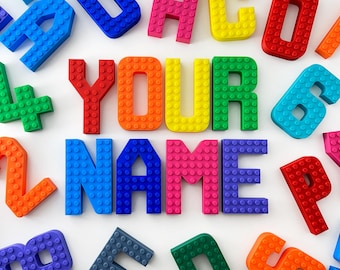 Letras personalizadas compatíveis com tijolos - Letras 3D personalizadas estilo blocos de construção - Nome de tijolo personalizado - Letras de parede personalizadas - Presente de tijolo