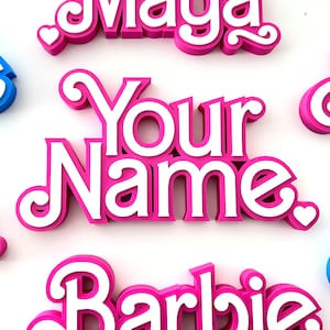 Personalised Doll Inspired Name Sign - Pink Doll Style Custom 3D Name Plate - Pink Doll Fan Room Decor - Princess Gifts - Girls Gifts