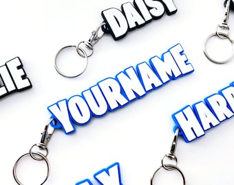 Personalised Gamer Name Keyring - Battle Royale Style Custom Keyring - Personalised Custom 3D Gamertag - Video Game Gifts - Boys Birthday