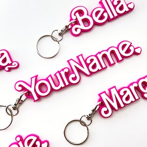 Personalised Doll Inspired Keyring - Pink Doll Style Custom 3D Keyring - Pink Doll Fan Keyring - Princess Gift - Girls Party Bag