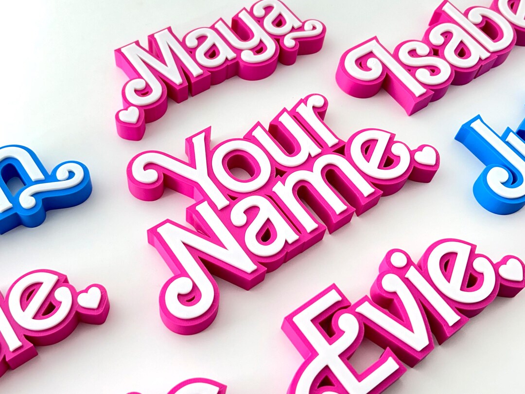 Personalised Doll Inspired Name Sign - Pink Doll Style Custom 3D Name ...