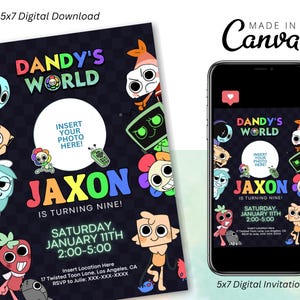 Invito di compleanno Dandy's World, invito di compleanno Dandy Twisted Toon, festa di compleanno Dandy's World, invito virtuale, invito elettronico