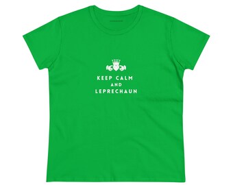 Camiseta "Keep Calm and Leprechaun", ideal para o Dia de São Patrício.