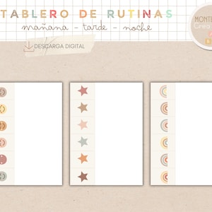 Tablero de rutinas diarias para niños en español y catalán. Temática boho. 162 tarjetas de rutinas, imprimible, homeschooling. imagen 3