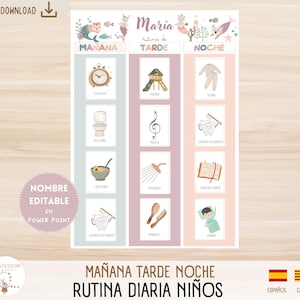 Tablero de rutinas diarias para niños en español y catalán. Temática Sirenas. 144  tarjetas de rutinas, imprimible, homeschooling.