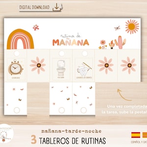 Tablero de rutinas y hábitos diarios para niños, 162 tarjetas de rutinas, imprimible, homeschooling, educación en casa.