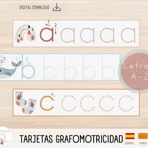 Plantillas de Grafomotricidad de Abecedario /De la A a la Z/ Plantillas de Grafomotricidad Letra de Imprenta. Español y Catalán. Imprimible.