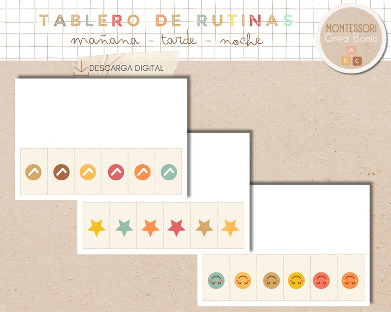 Tablero de rutinas diarias para niños en español y catalán, 144 tarjetas de rutinas, imprimible, homeschooling, educación en casa. imagen 3