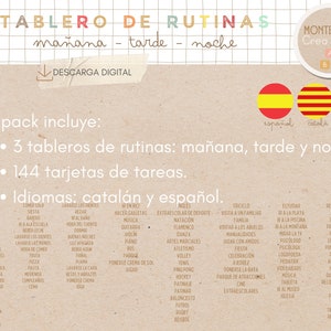 Tablero de rutinas diarias para niños en español y catalán, 144 tarjetas de rutinas, imprimible, homeschooling, educación en casa. imagen 5