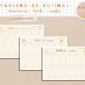 Tablero de rutinas diarias para niños en español y catalán, 144 tarjetas de rutinas, imprimible, homeschooling, educación en casa. imagen 2
