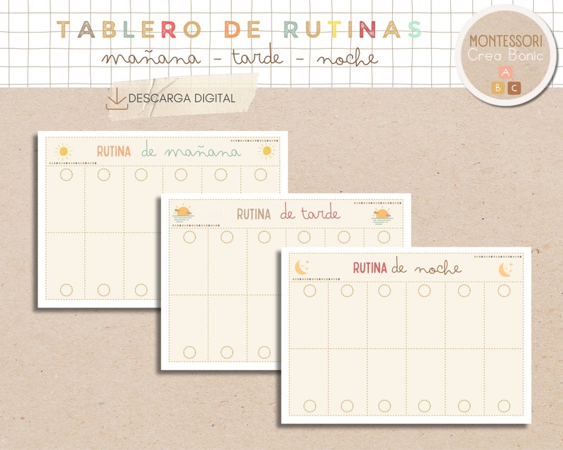 Tablero de rutinas diarias para niños en español y catalán, 144 tarjetas de rutinas, imprimible, homeschooling, educación en casa. imagen 2