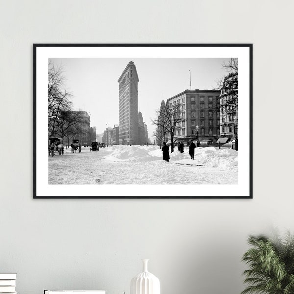 Timeless NYC Winter Art | Vintage Flatiron Building Snow Scene Photograph