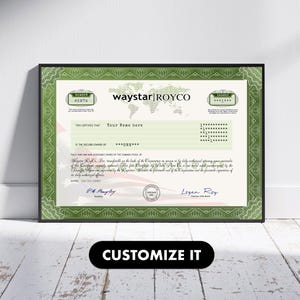 Waystar Royco custom stock certificate. Personalised Succession Wall Art. Waystar Art Download. Succession Poster. Custom digital download