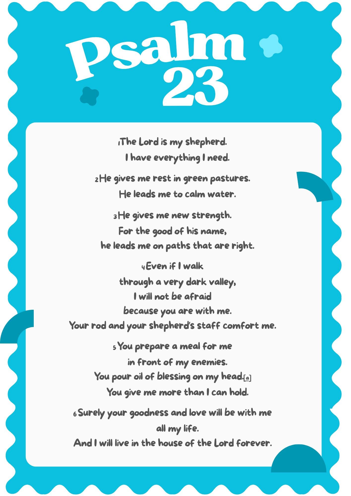 Psalm 23 – Printable Poster Memory Verse for Kids - Etsy