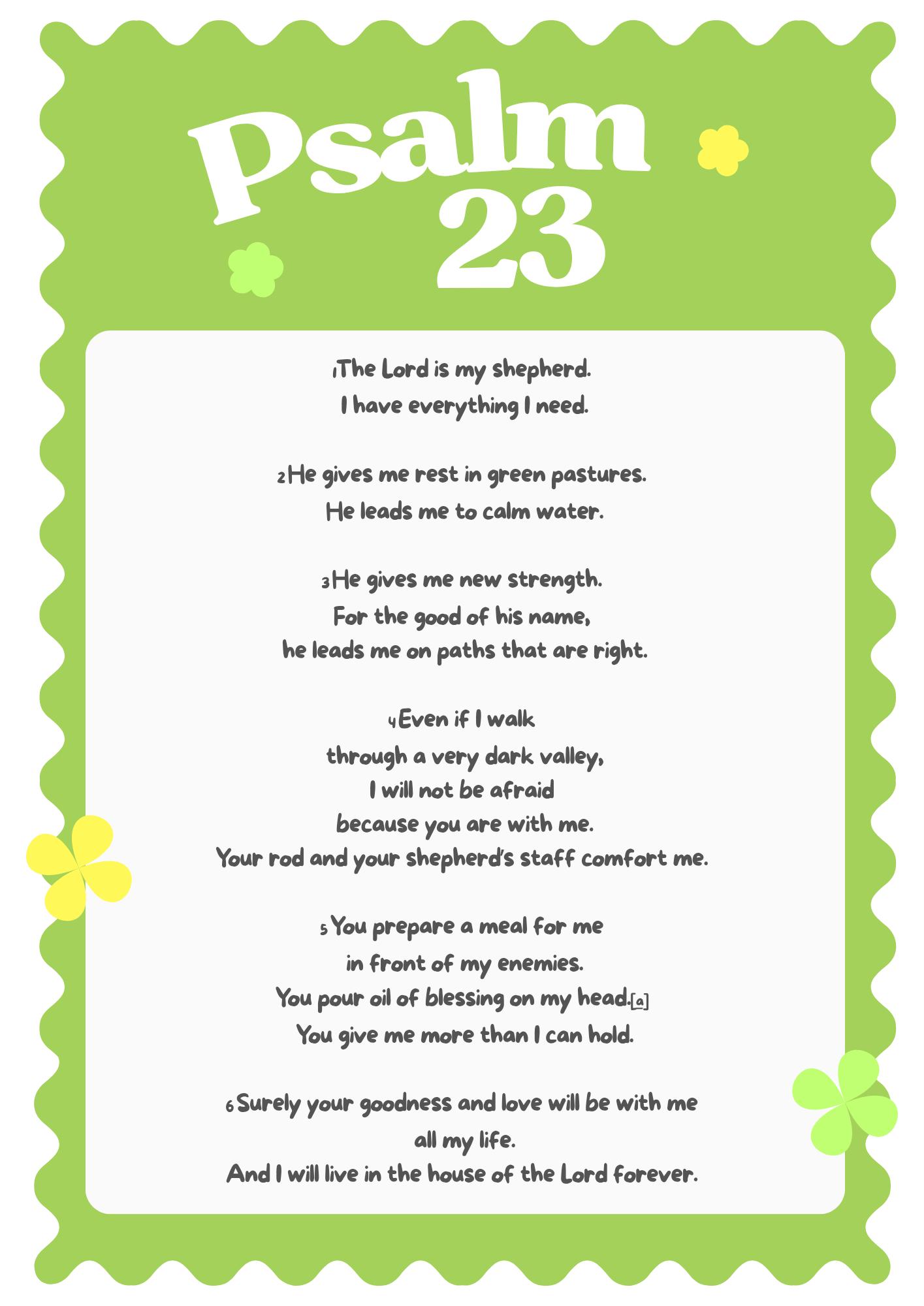 Psalm 23 – Printable Poster Memory Verse for Kids - Etsy