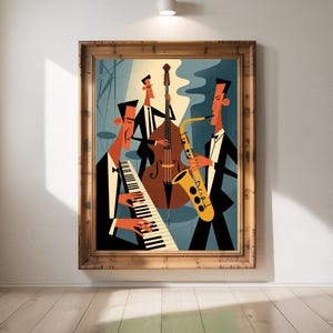 Mid-Century Jazz Band Wall Art | Retro Digital Download Music Print
