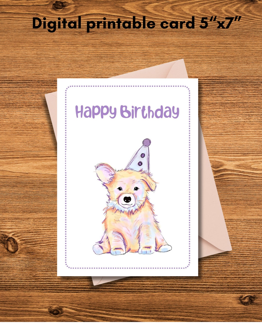 Printable Happy Birthday Card With Dog, Kids Birthday Card - Etsy