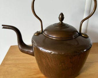 Victorian large heavy copper tea kettle made in England