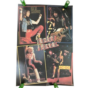 Heavy Metal Iron Maiden Kiss David Lee Roth AC DC Grande poster vintage 40x58 cm. Manifesto musicale. Musica rock.
