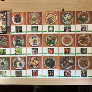Conjunto de cartas 22, receitas para cozinhar vegetais, 1990, Ilustração, Impressão, URSS