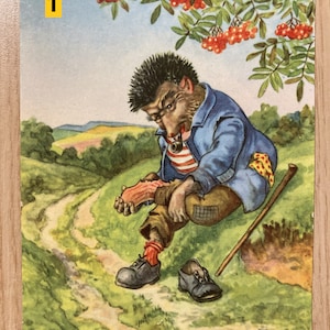 Hérissons allemands, cartes postales anciennes, Planeta, Verlag Berlin, années 1970, art, illustration, impression