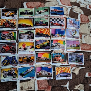 Vintage Turbo Gum Car Cards – 70 Piece Sport & Classic Cars Bubble Gum Inserts 1990s. Gum wrappers 1990s. Gum liners. Gum wrappers turbo