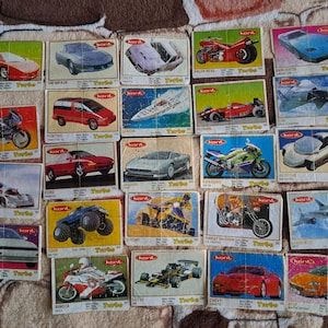 Vintage Turbo Gum Car Cards – 24 Piece Sport & Classic Cars Bubble Gum Inserts 1990s. Gum wrappers 1990s. Gum liners. Gum wrappers turbo